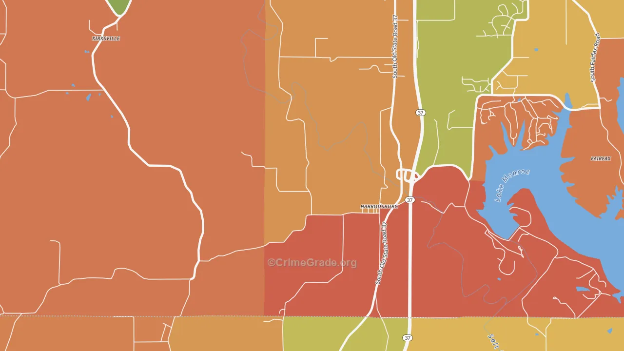 Harrodsburg, IN Map of Vandalism Rates