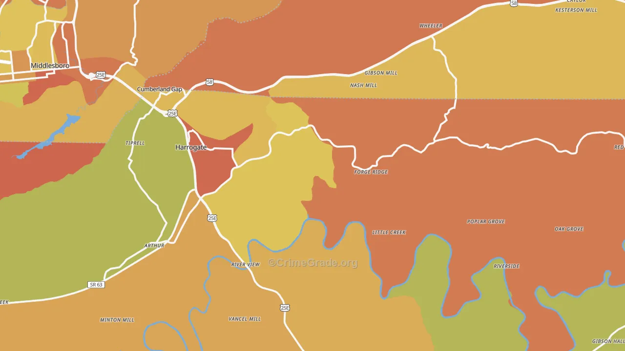 Harrogate, TN Map of Vandalism Rates