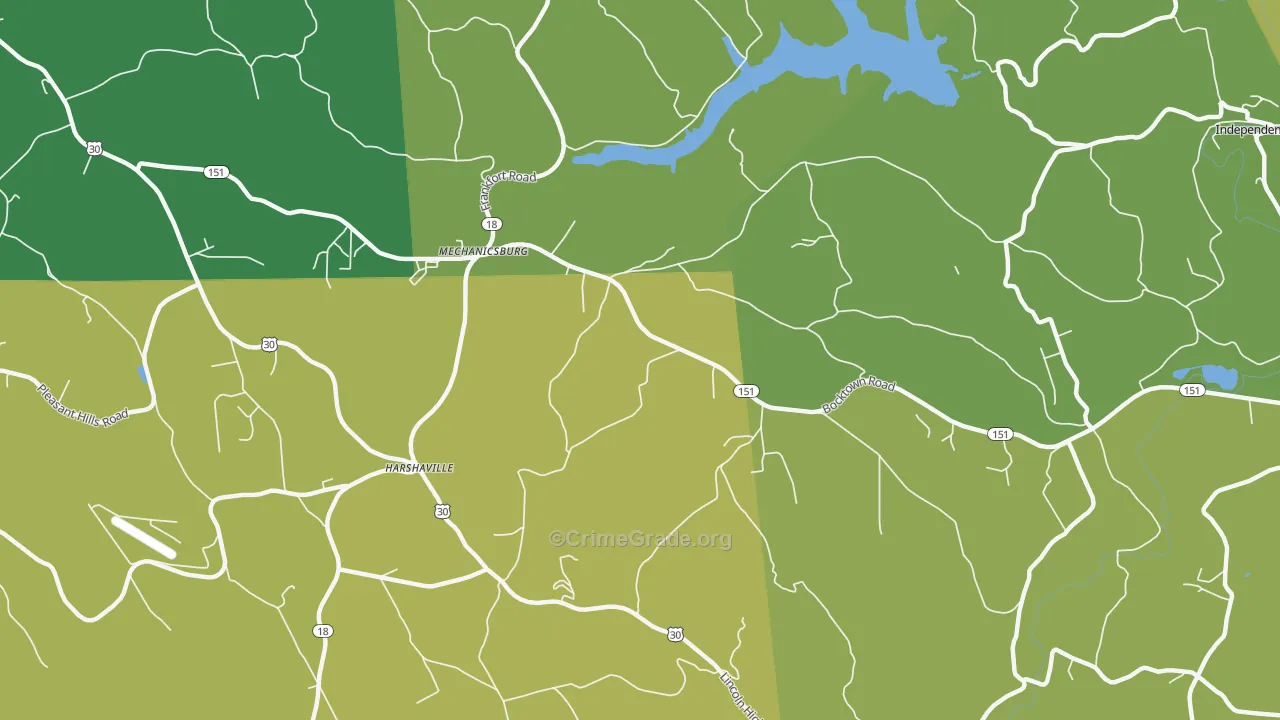 Harshaville, PA Map of Vandalism Rates