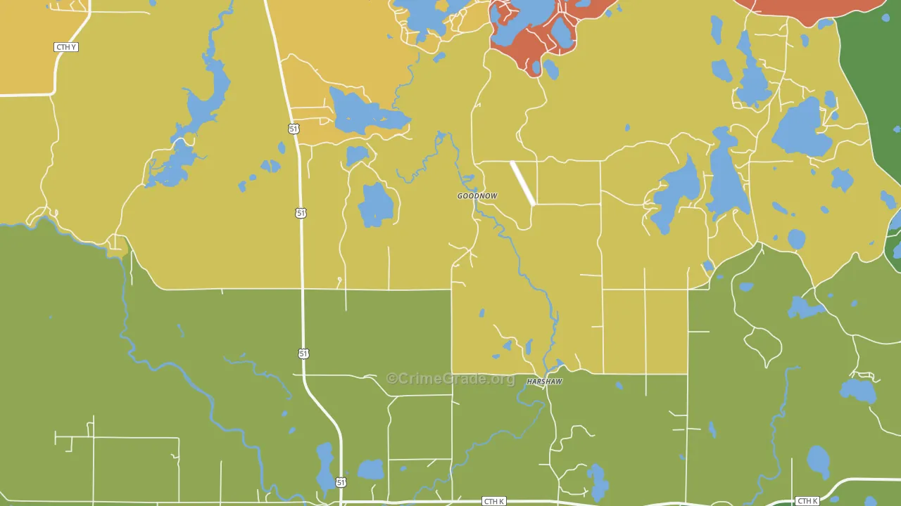 Harshaw, WI Map of Vandalism Rates