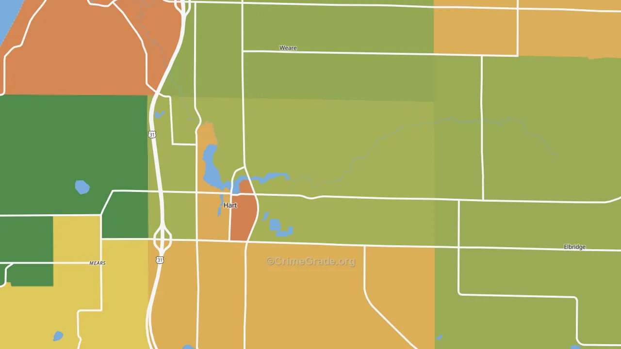 Hart, MI Map of Vandalism Rates