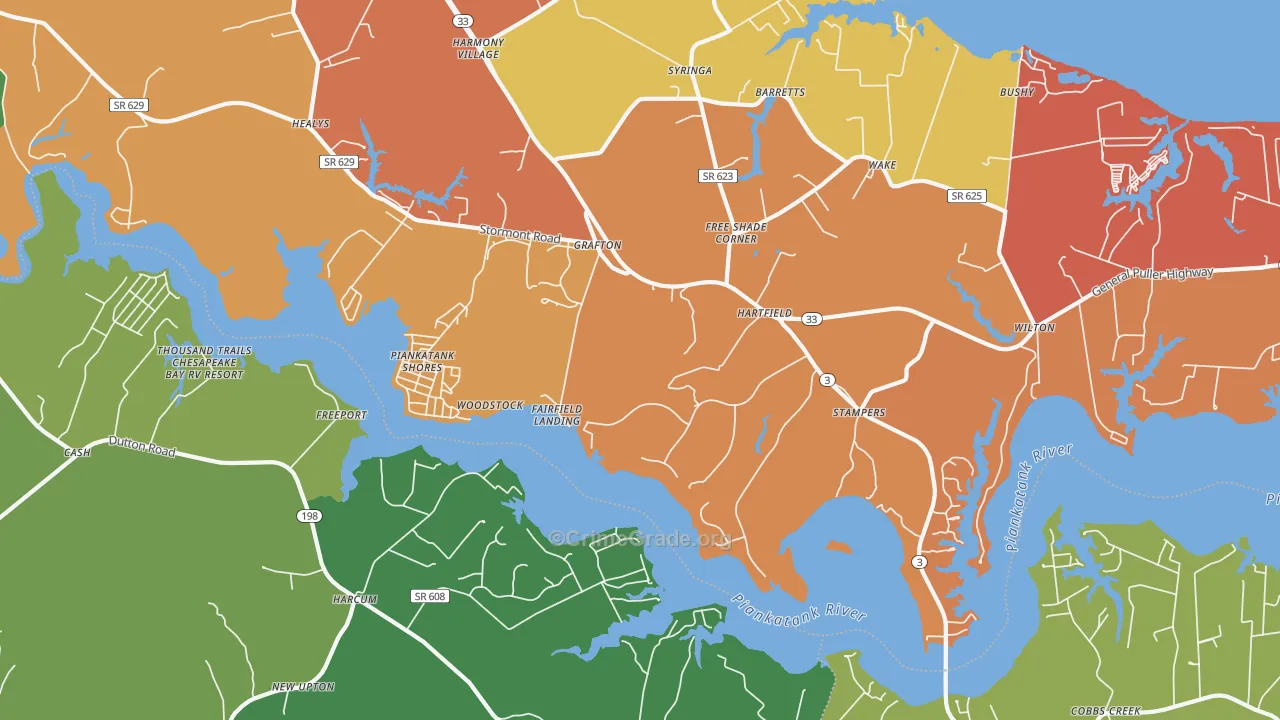 Hartfield, VA Map of Vandalism Rates