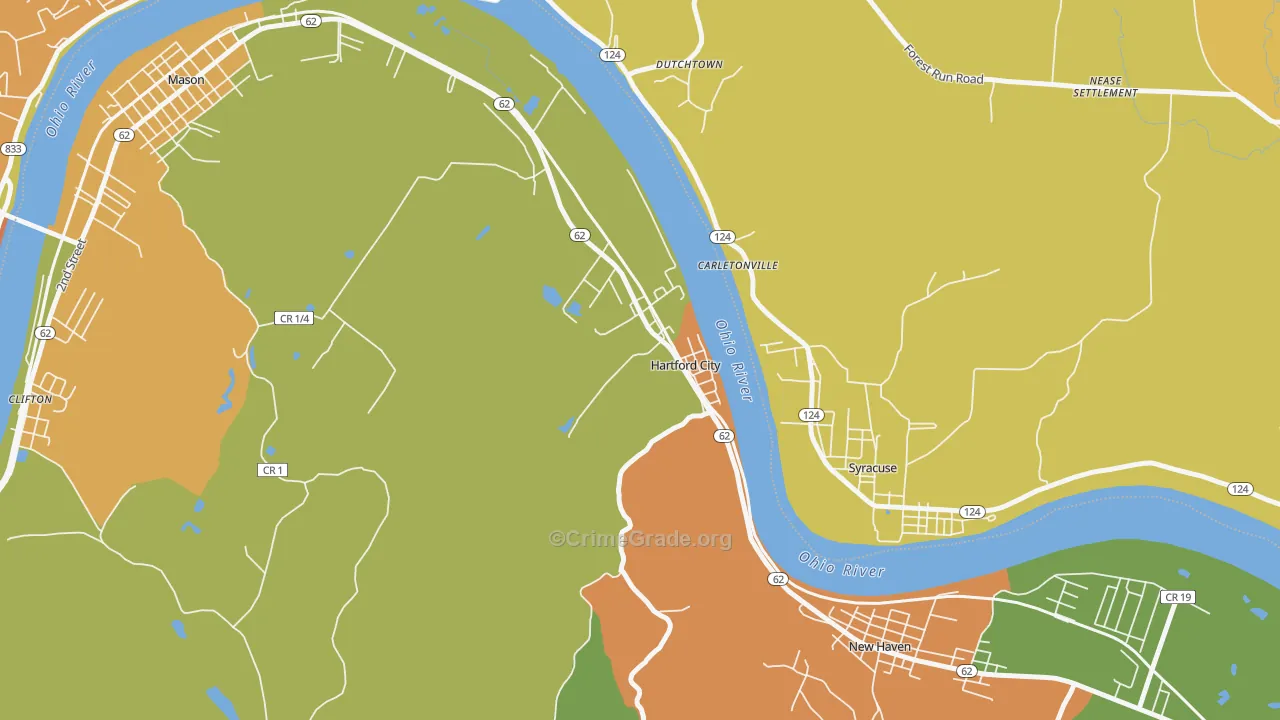 Hartford City, WV Map of Vandalism Rates