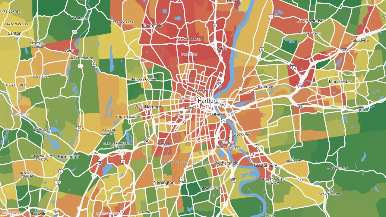 Hartford, CT Map of Vandalism Rates