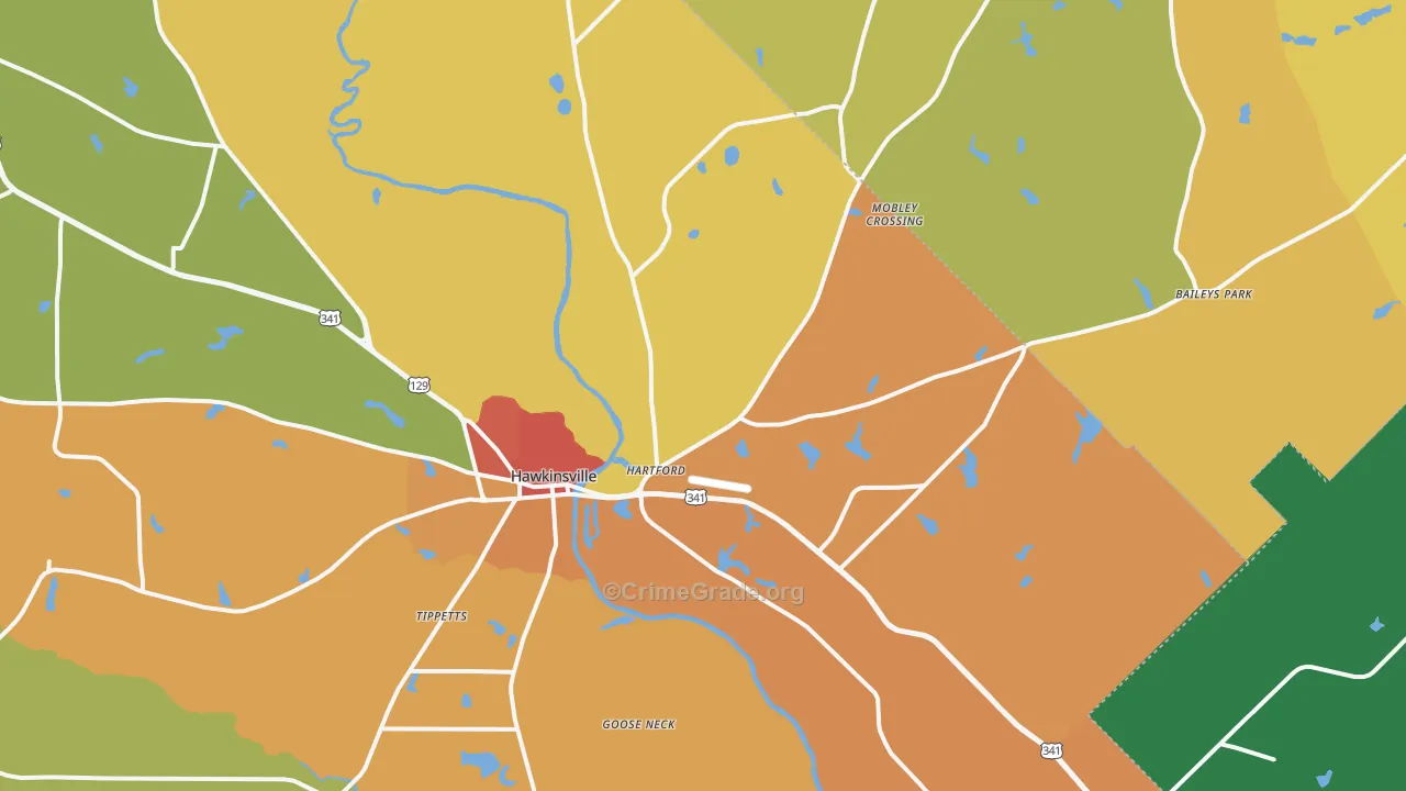 Hartford, GA Map of Vandalism Rates