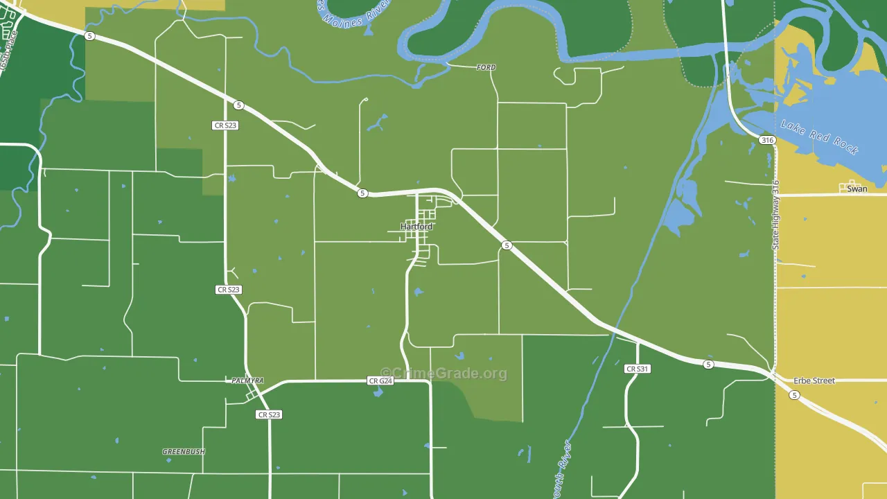 Hartford, IA Map of Vandalism Rates