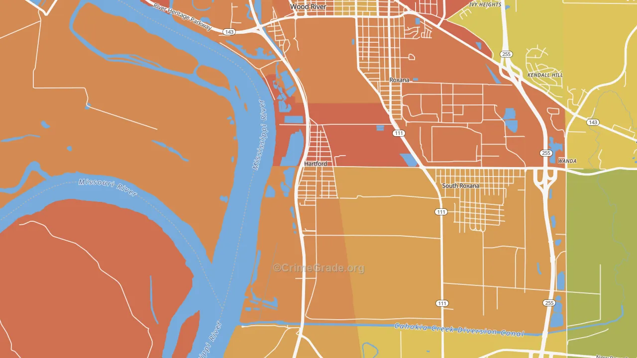 Hartford, IL Map of Vandalism Rates