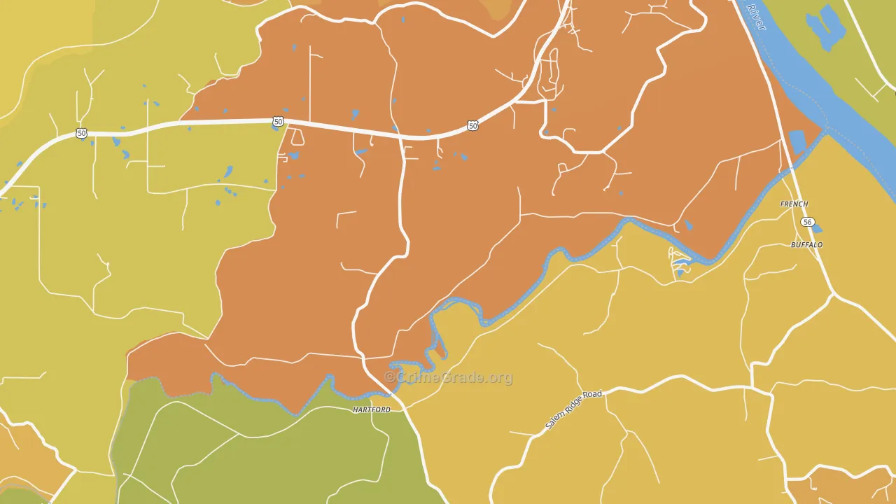 Hartford, IN Map of Vandalism Rates