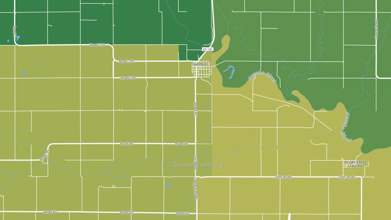 Hartford, KS Map of Vandalism Rates