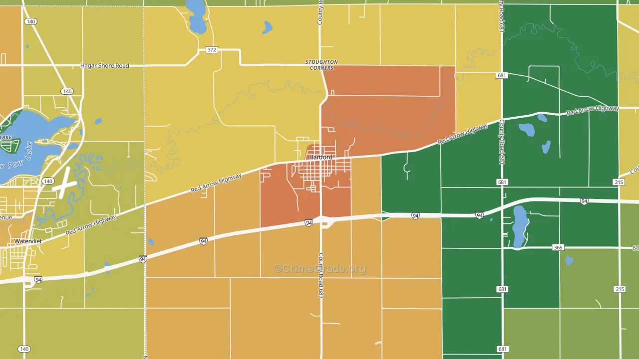 Hartford, MI Map of Vandalism Rates