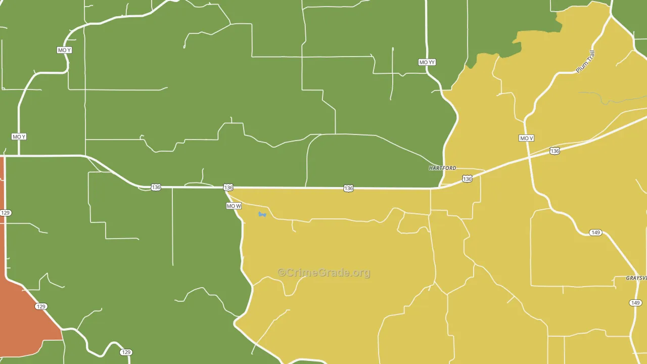 Hartford, MO Map of Vandalism Rates