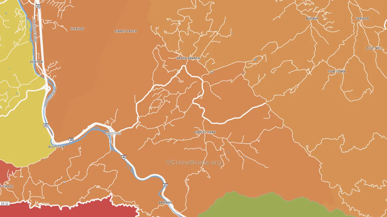 Hartford, TN Map of Vandalism Rates