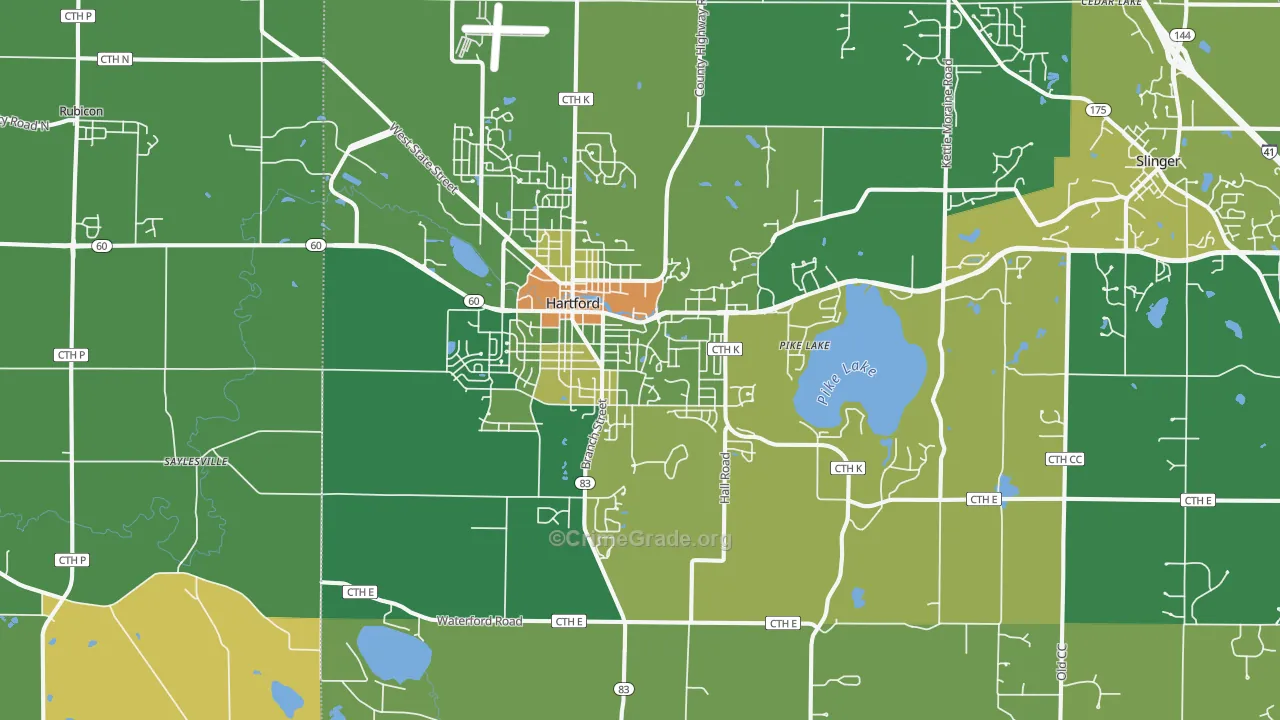 Hartford, WI Map of Vandalism Rates