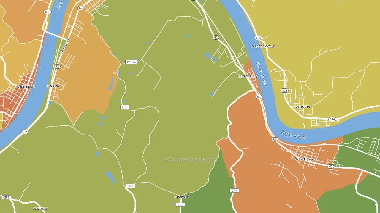 Hartford, WV Map of Vandalism Rates