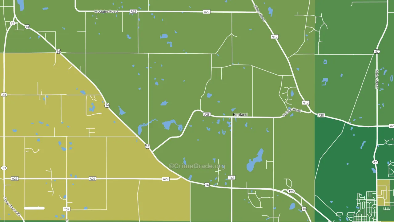Hartland, IL Map of Vandalism Rates