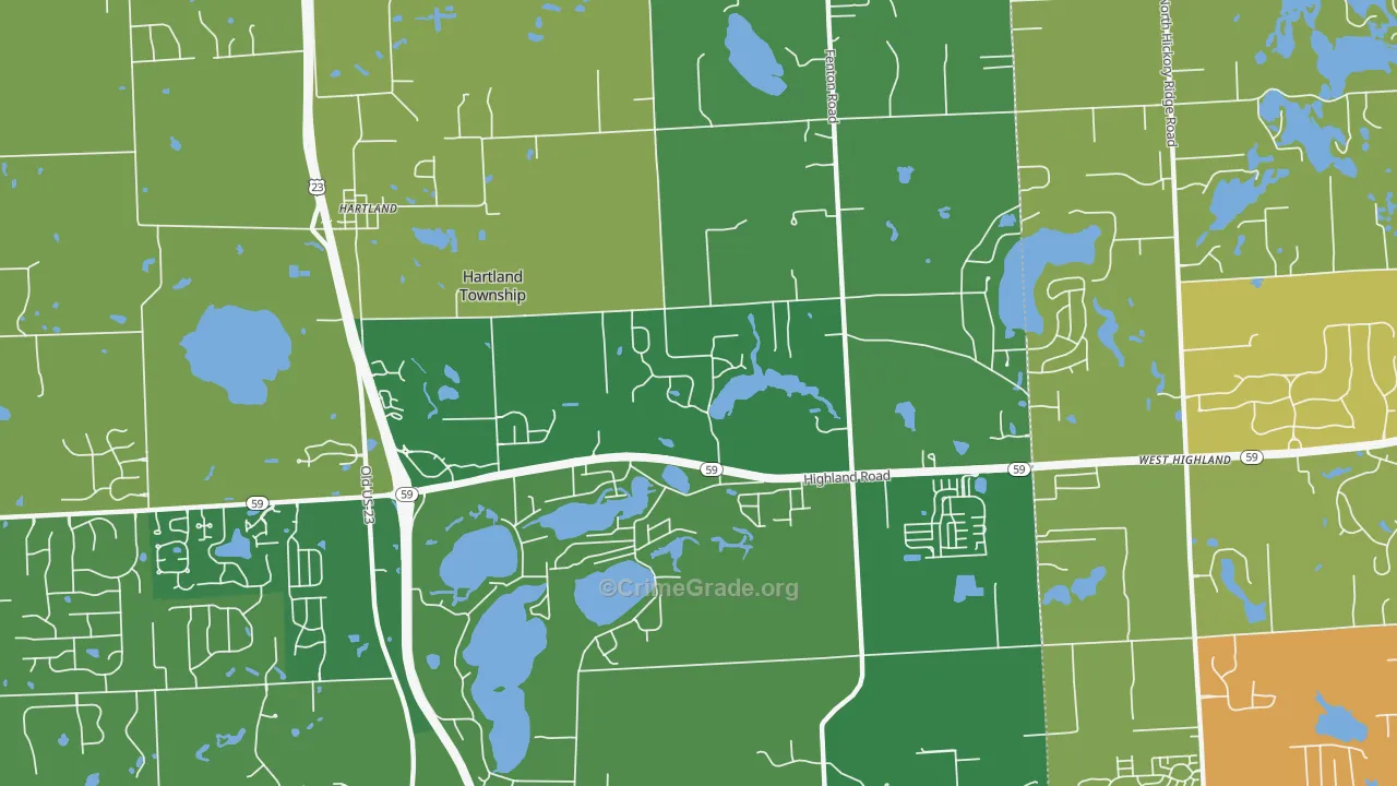 Hartland, MI Map of Vandalism Rates