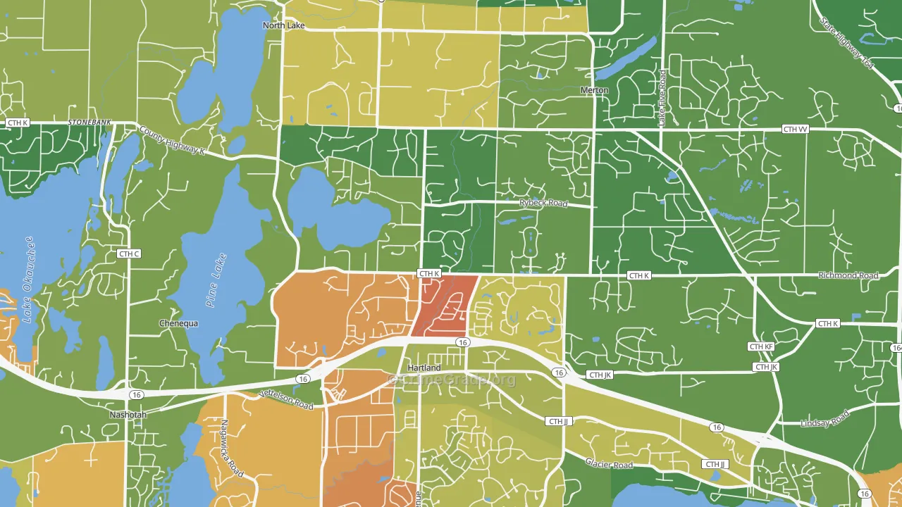 Hartland, WI Map of Vandalism Rates