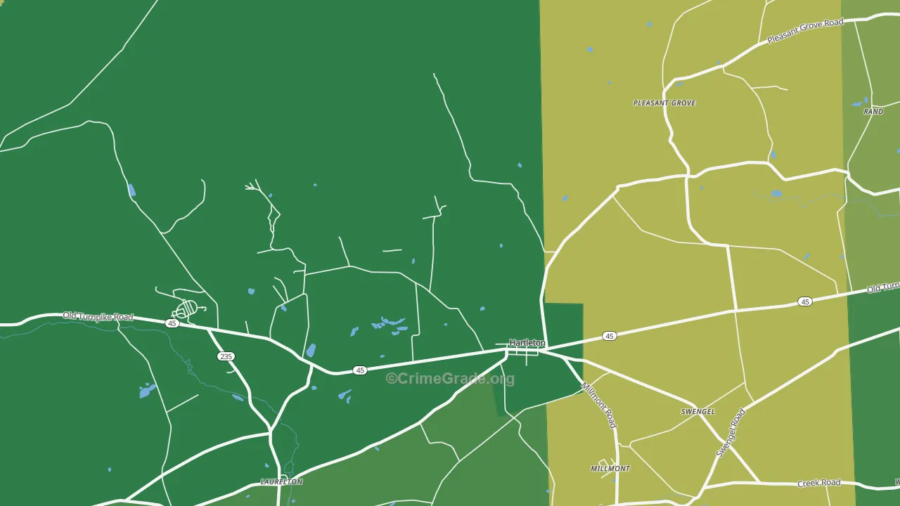 Hartleton, PA Map of Vandalism Rates