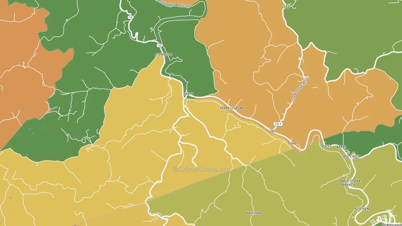 Harts, WV Map of Vandalism Rates