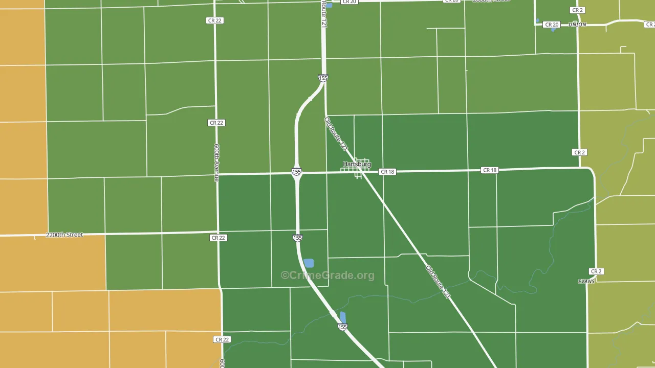 Hartsburg, IL Map of Vandalism Rates