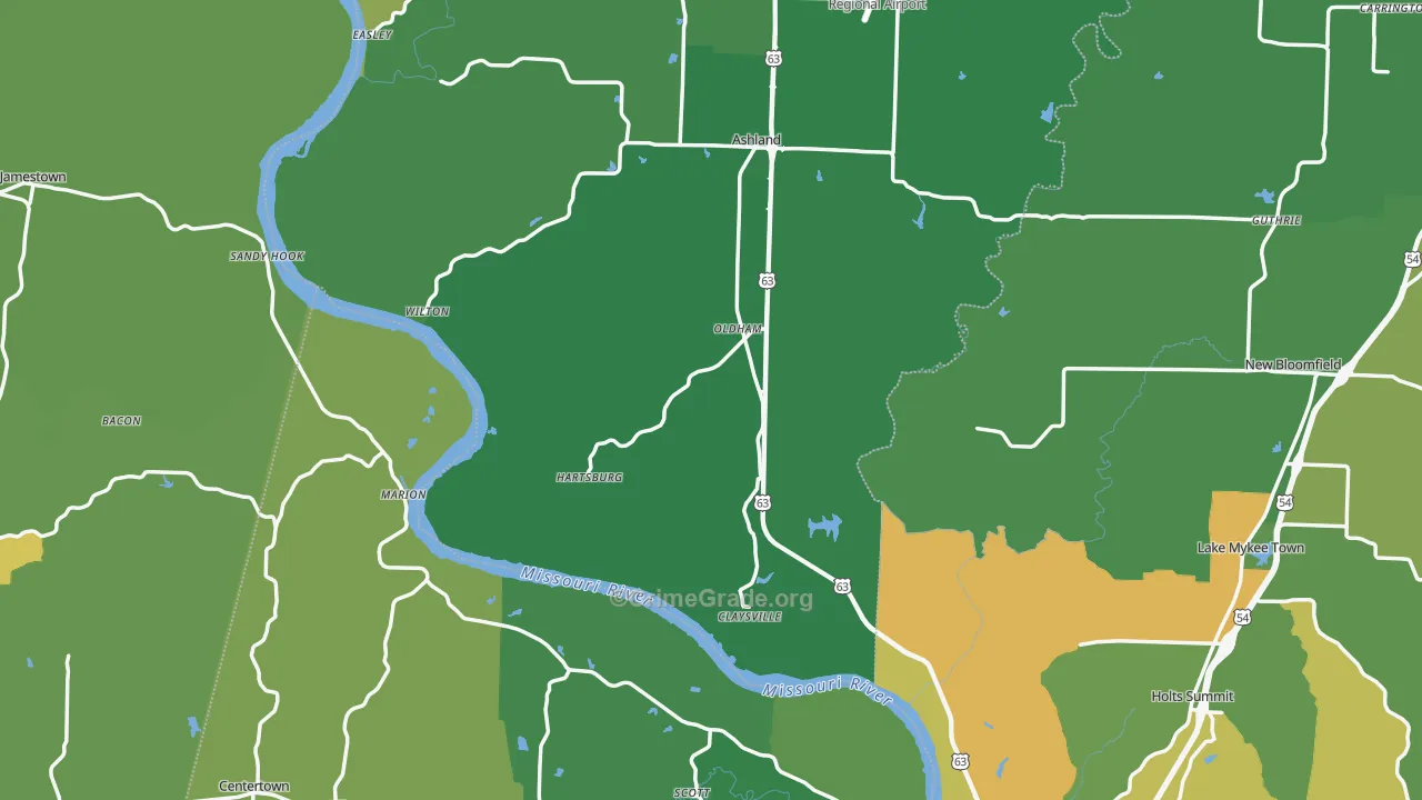 Hartsburg, MO Map of Vandalism Rates