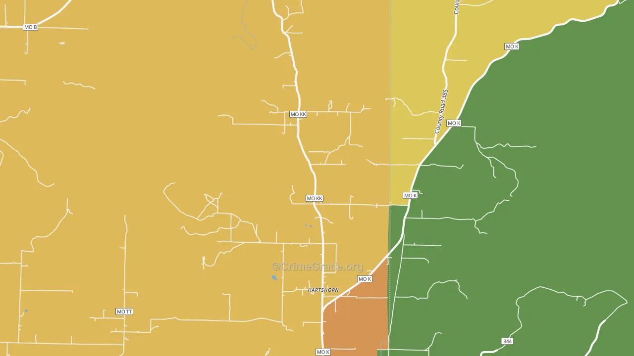 Hartshorn, MO Map of Vandalism Rates