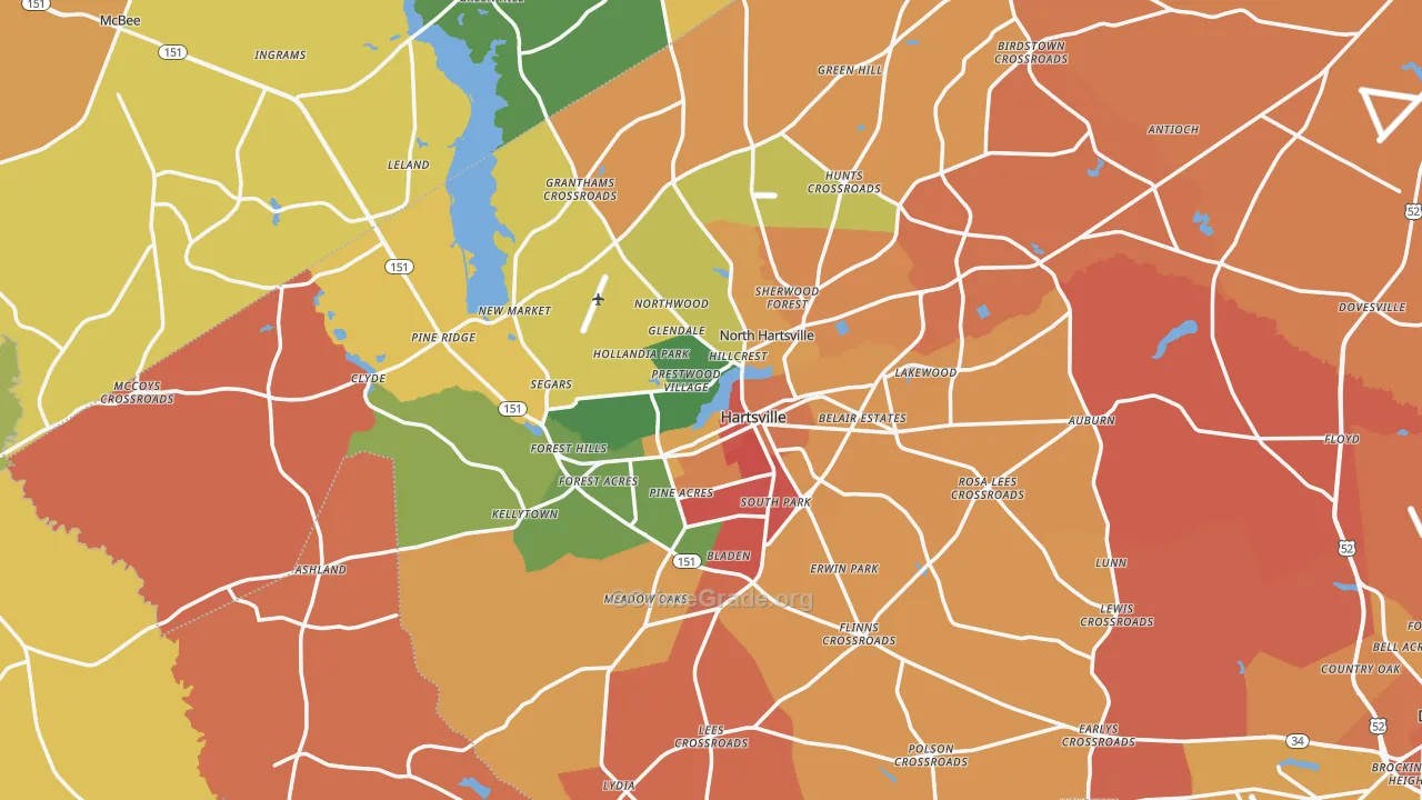 Hartsville, SC Map of Vandalism Rates