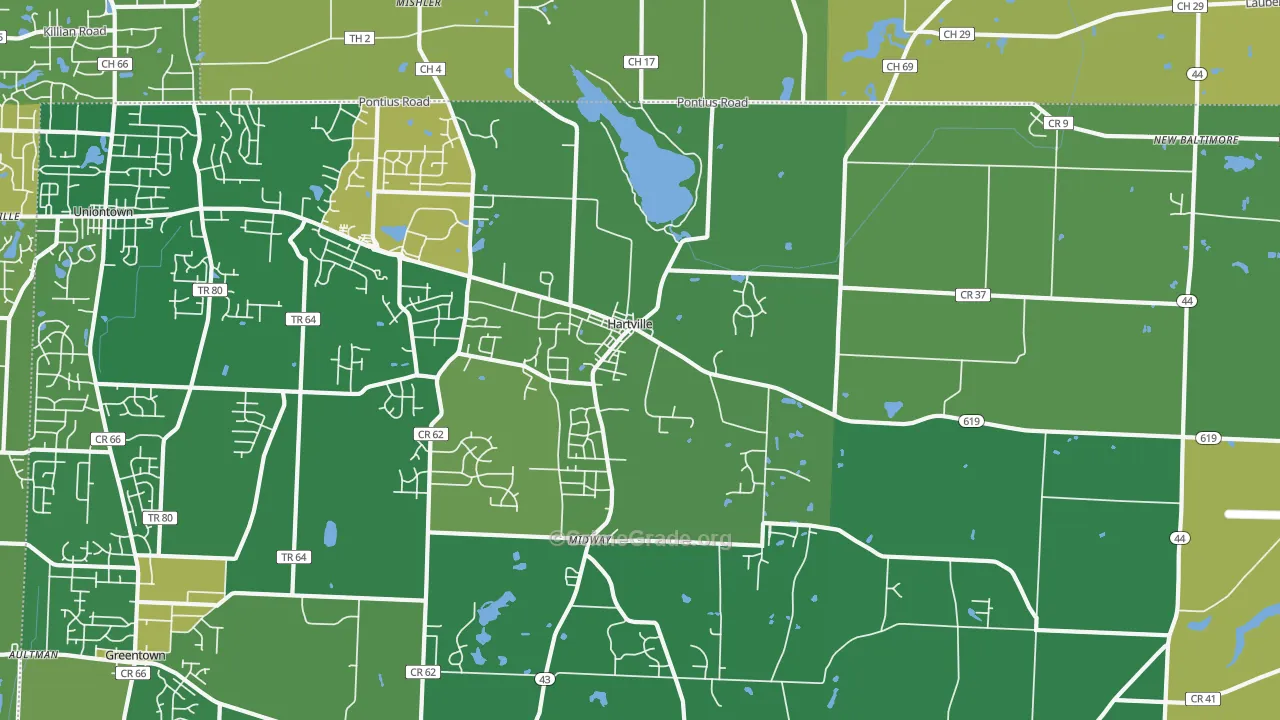 Hartville, OH Map of Vandalism Rates