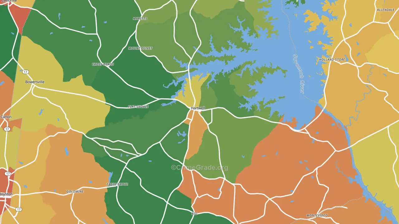 Hartwell, GA Map of Vandalism Rates