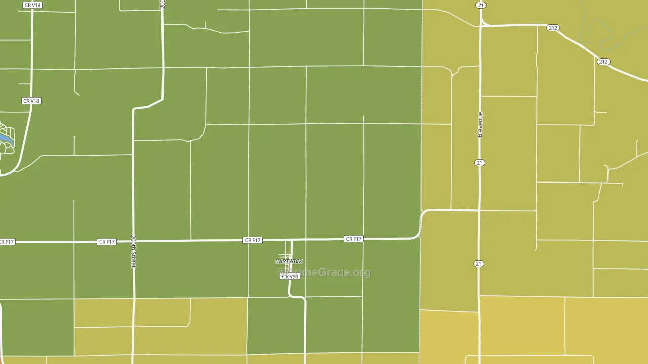 Hartwick, IA Map of Vandalism Rates