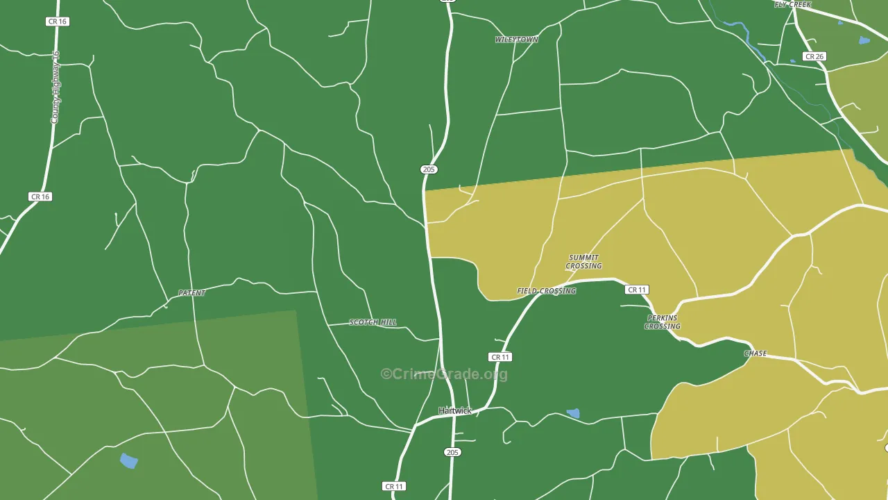 Hartwick, NY Map of Vandalism Rates
