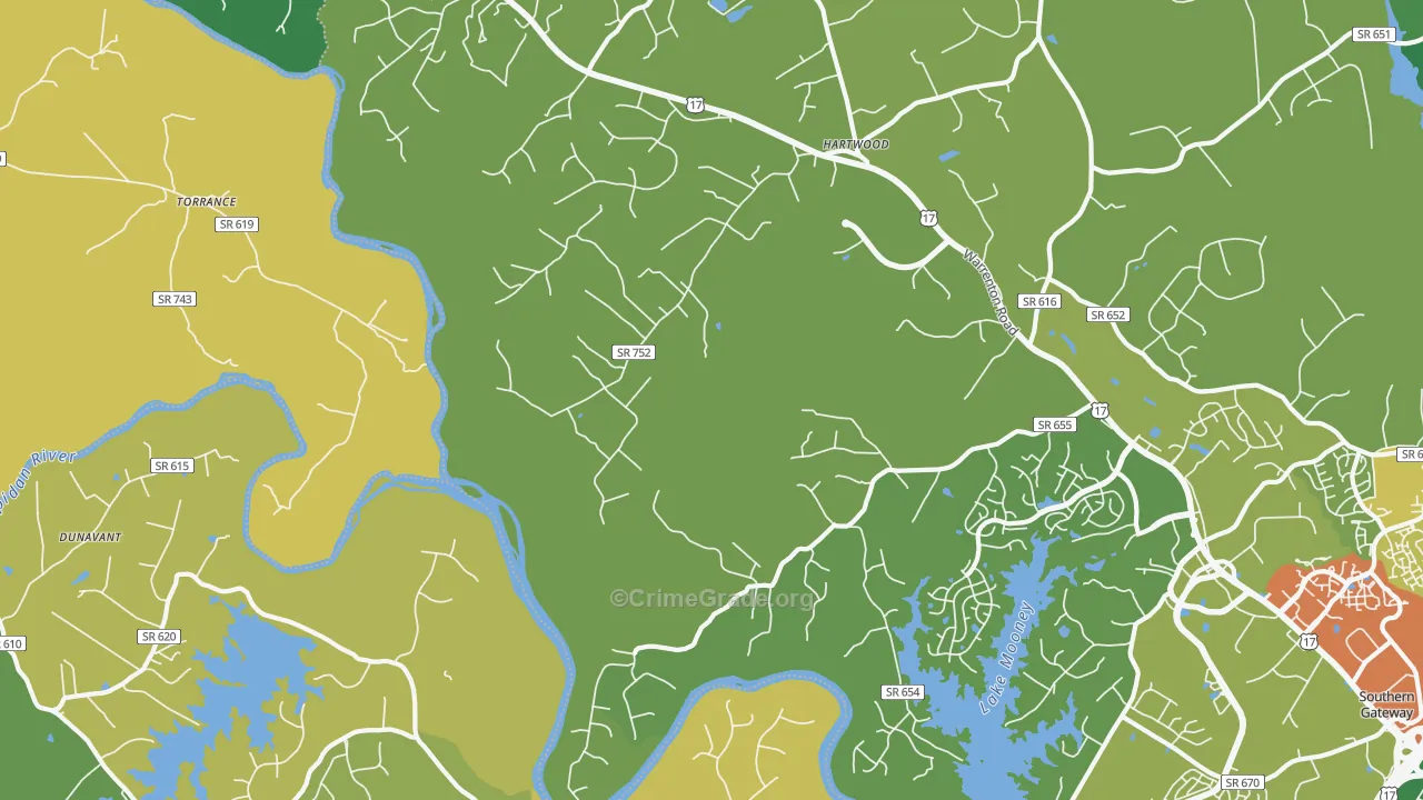Hartwood, VA Map of Vandalism Rates