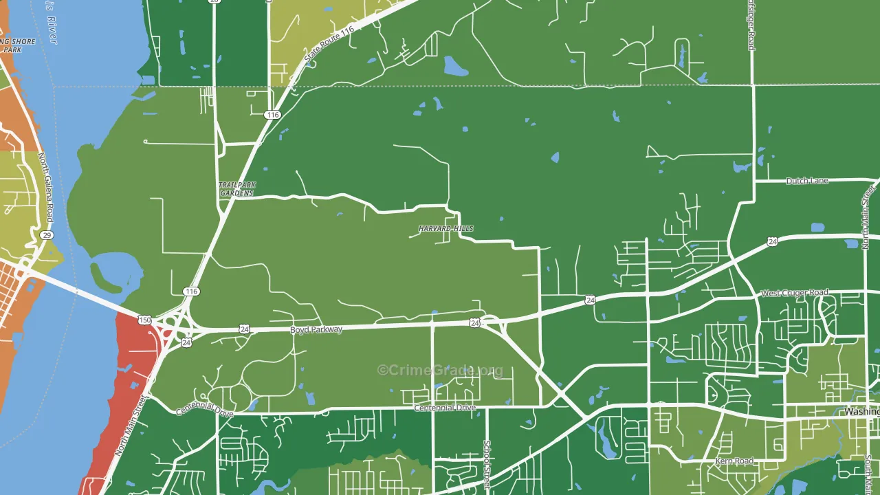 Harvard Hills, IL Map of Vandalism Rates