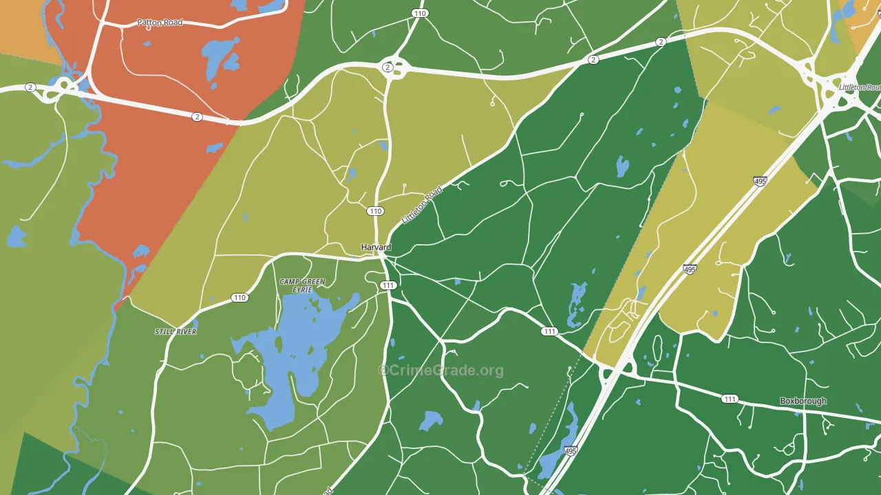 Harvard, MA Map of Vandalism Rates