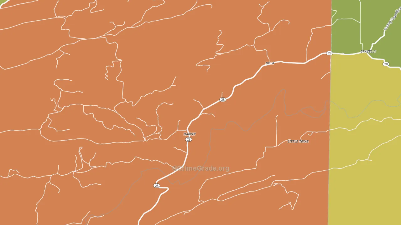 Harvey, AR Map of Vandalism Rates