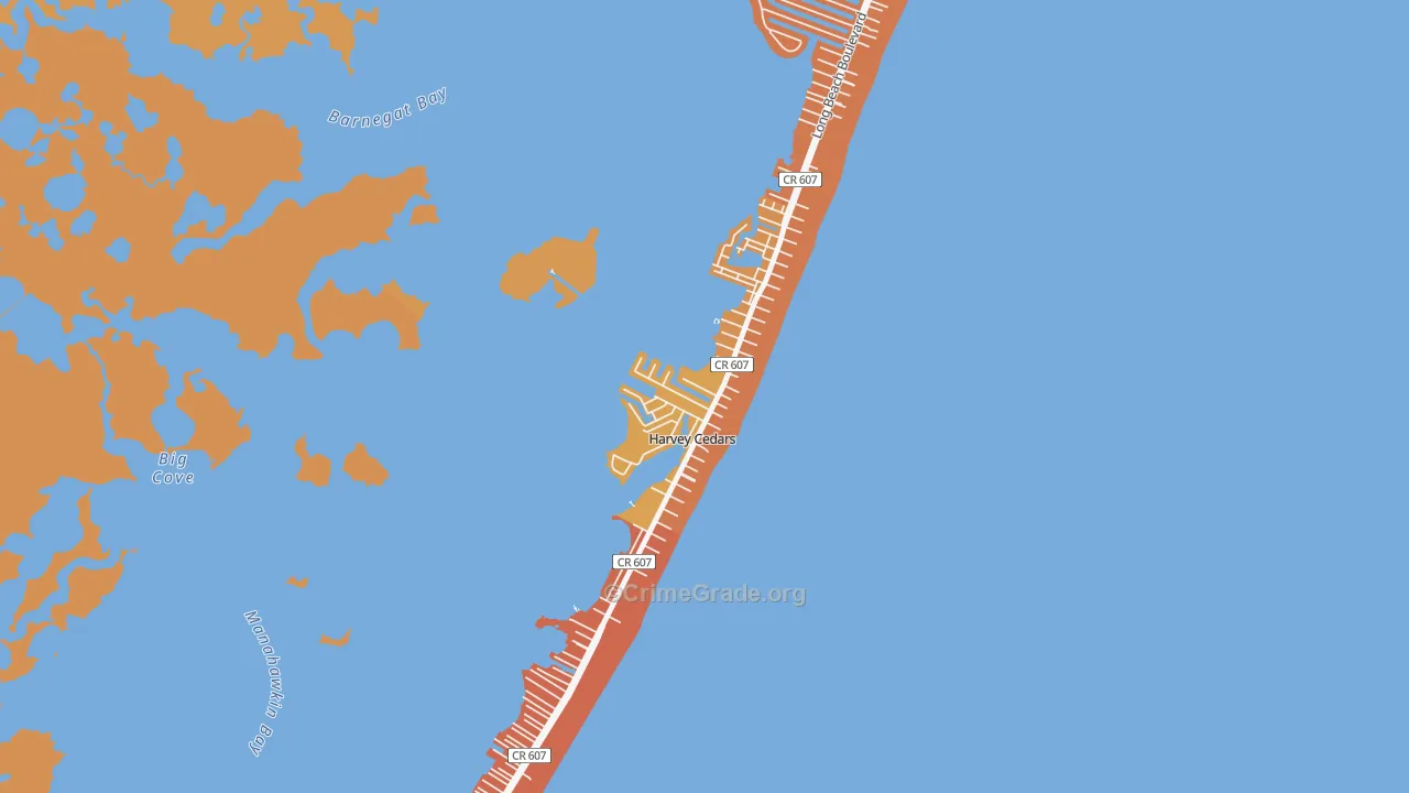 Harvey Cedars, NJ Map of Vandalism Rates