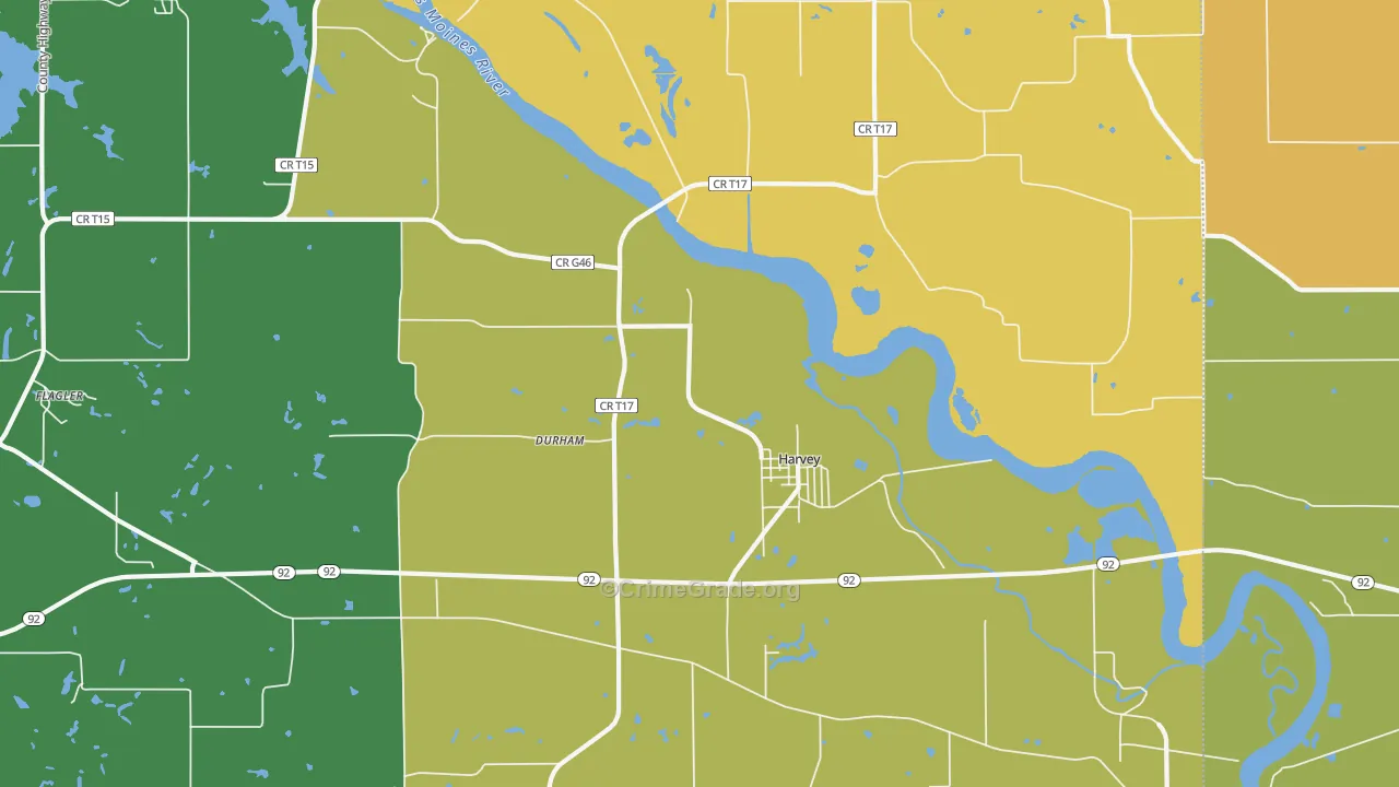 Harvey, IA Map of Vandalism Rates