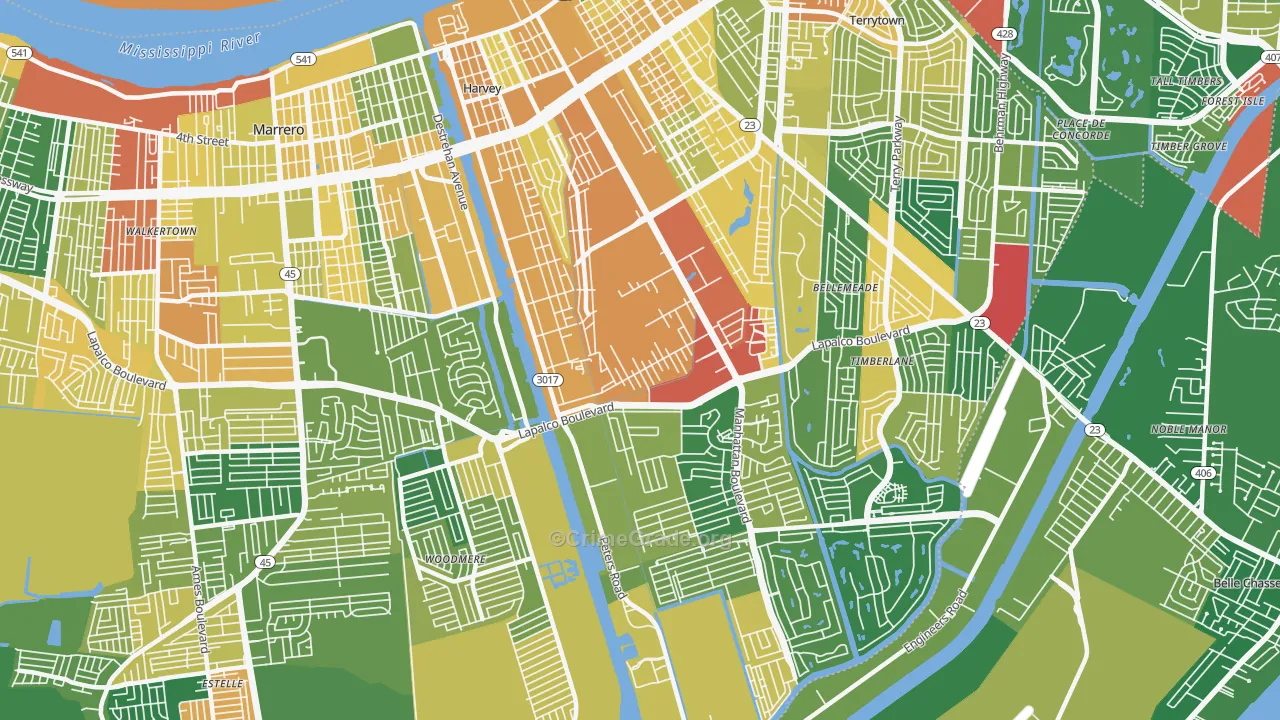 Harvey, LA Map of Vandalism Rates