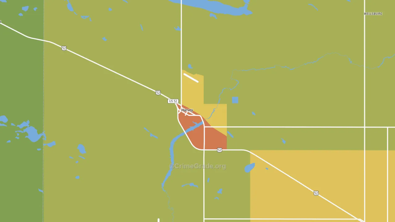 Harvey, ND Map of Vandalism Rates