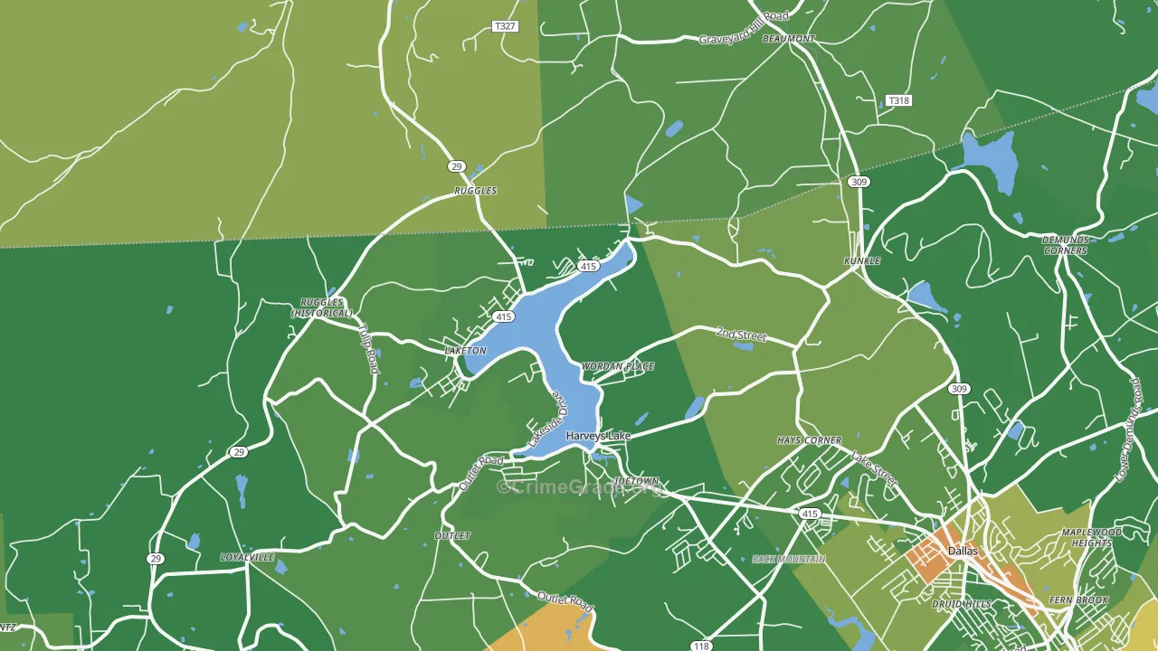 Harveys Lake, PA Map of Vandalism Rates