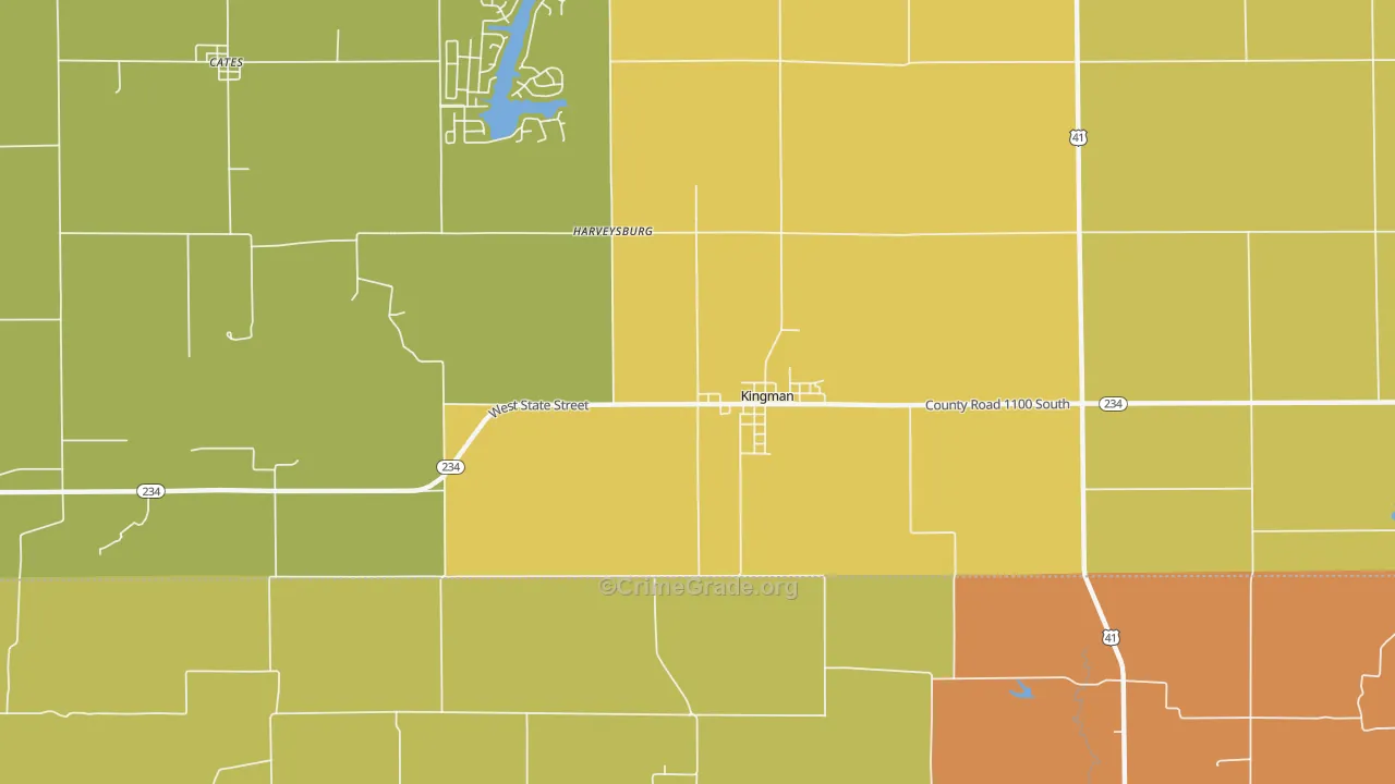 Harveysburg, IN Map of Vandalism Rates