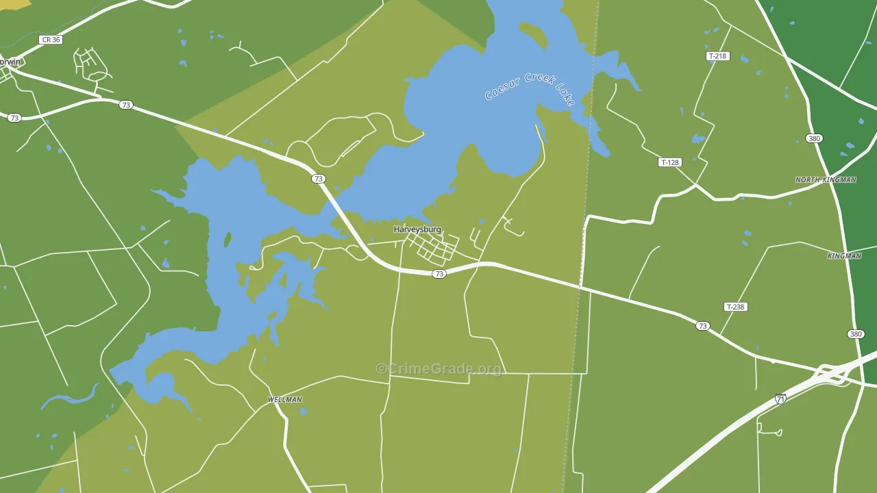 Harveysburg, OH Map of Vandalism Rates
