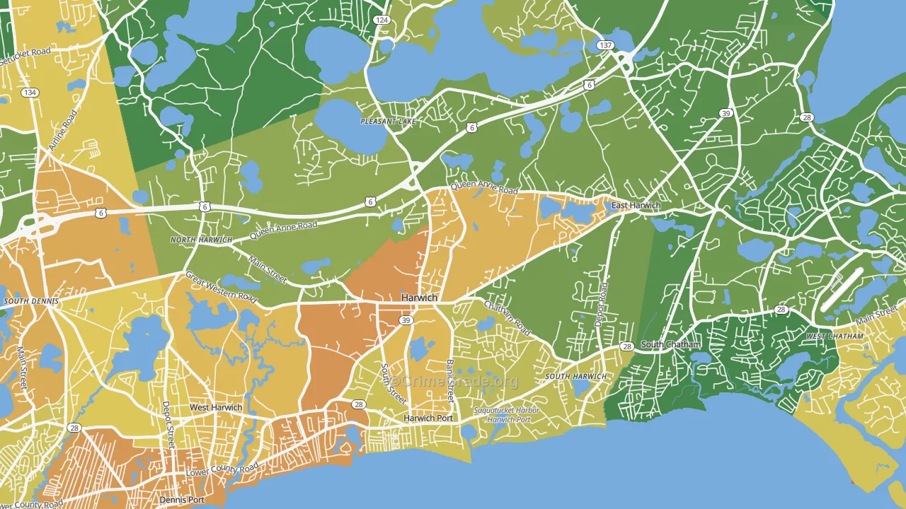 Harwich, MA Map of Vandalism Rates