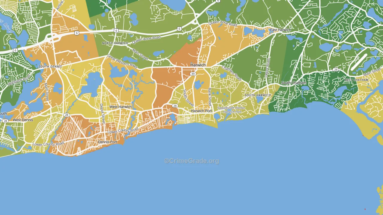 Harwich Port, MA Map of Vandalism Rates