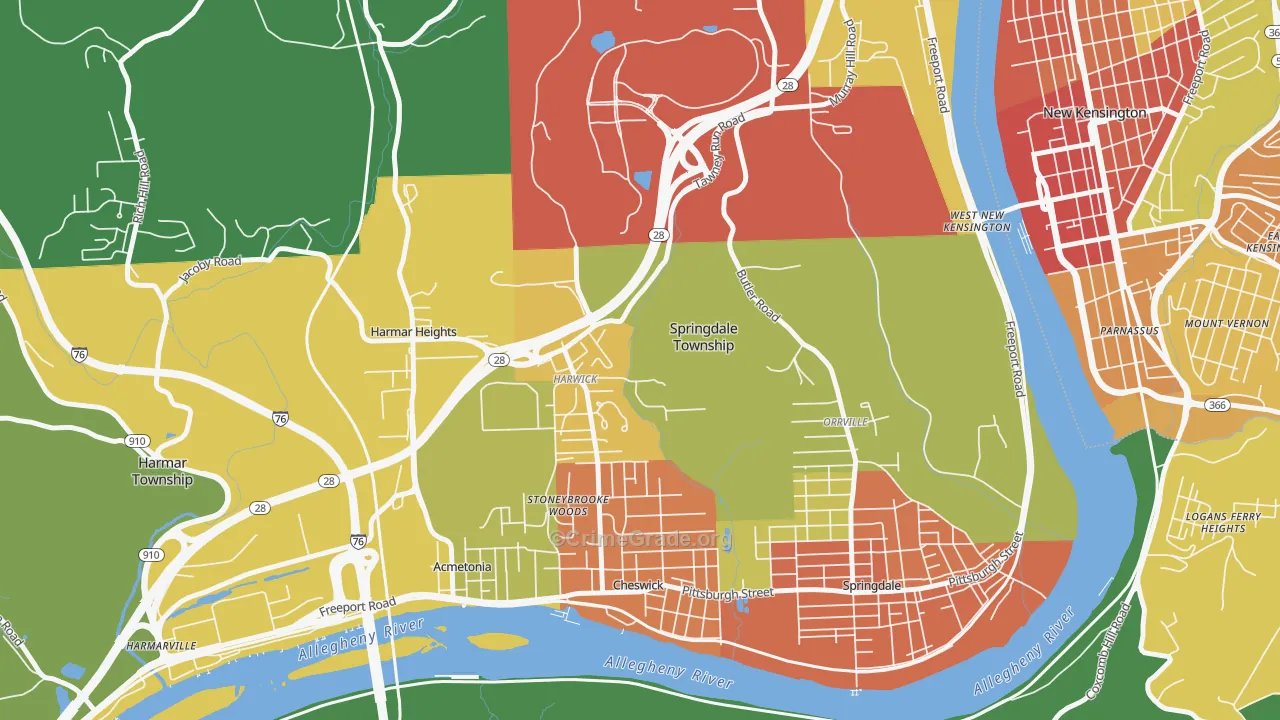 Harwick, PA Map of Vandalism Rates