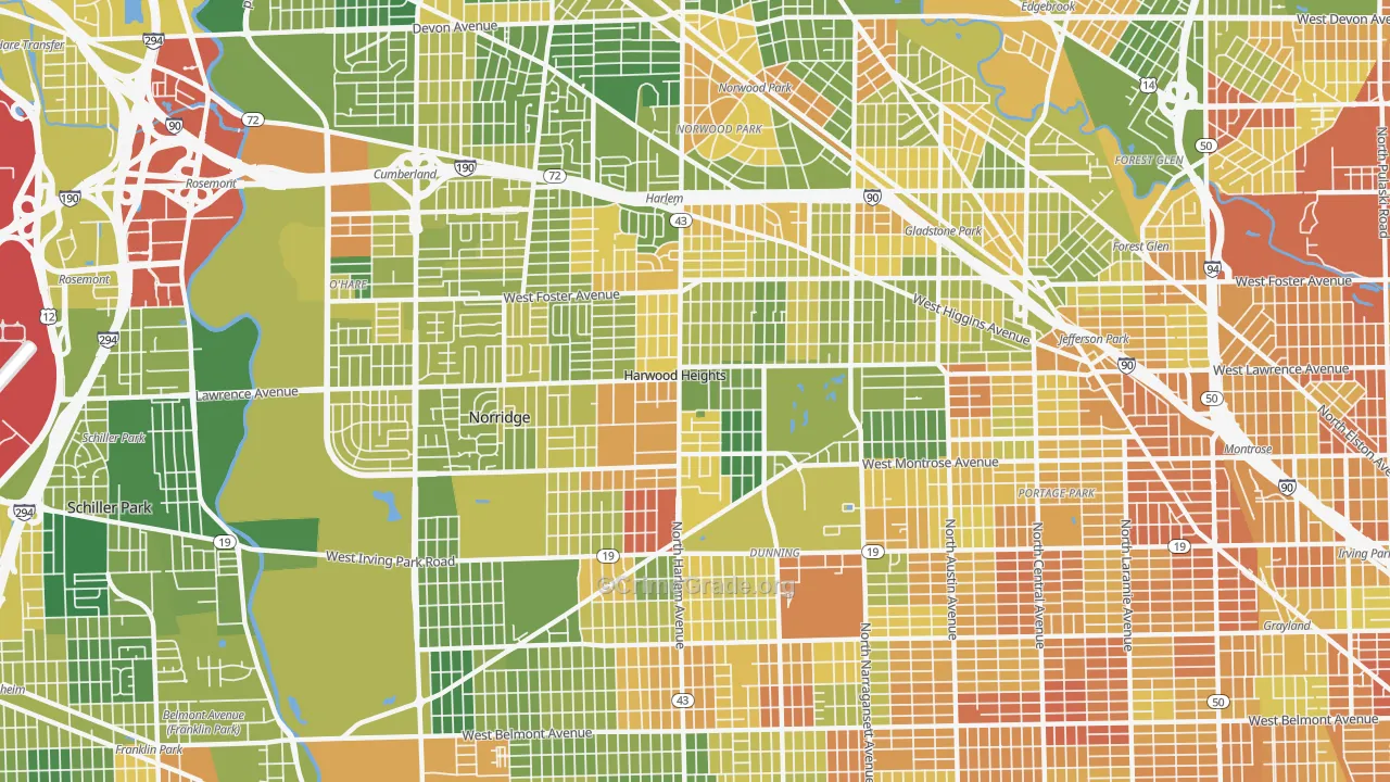 Harwood Heights, IL Map of Vandalism Rates