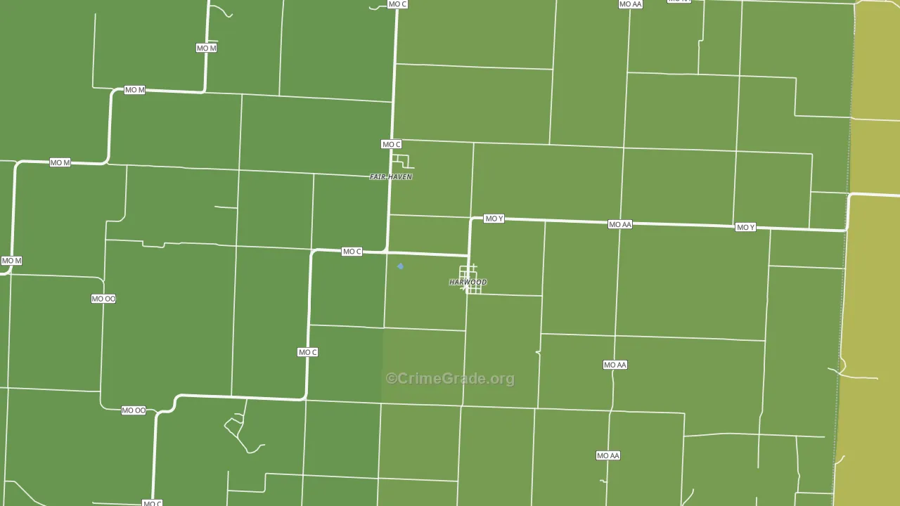 Harwood, MO Map of Vandalism Rates