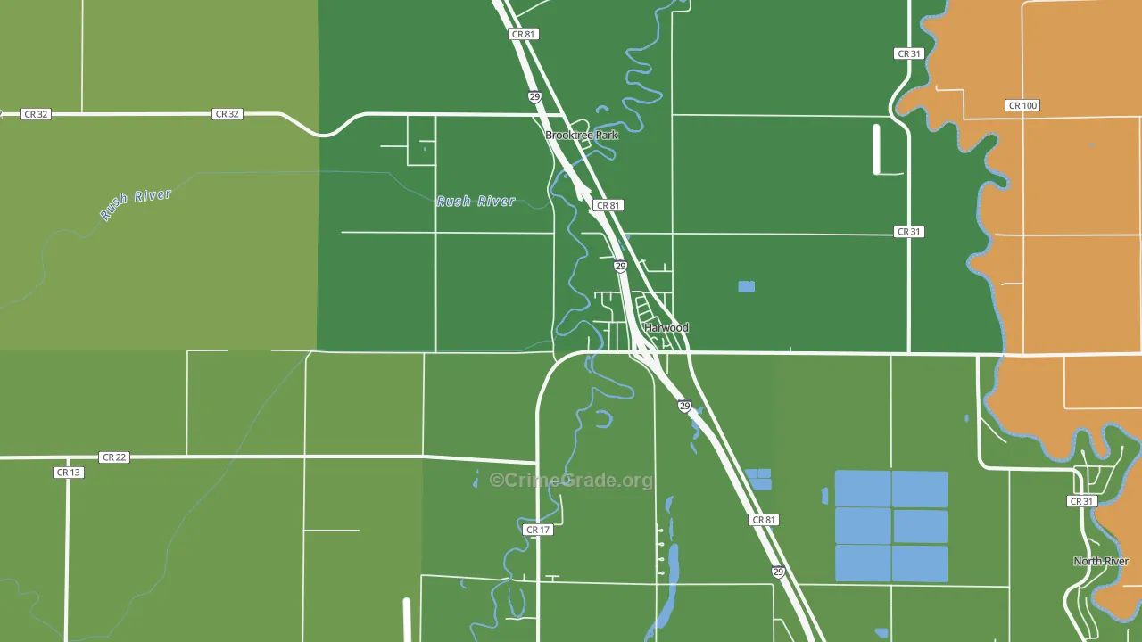 Harwood, ND Map of Vandalism Rates