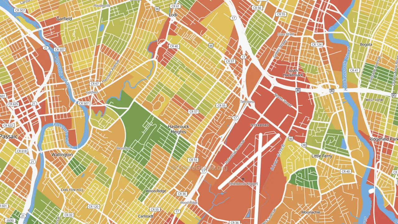 Hasbrouck Heights, NJ Map of Vandalism Rates