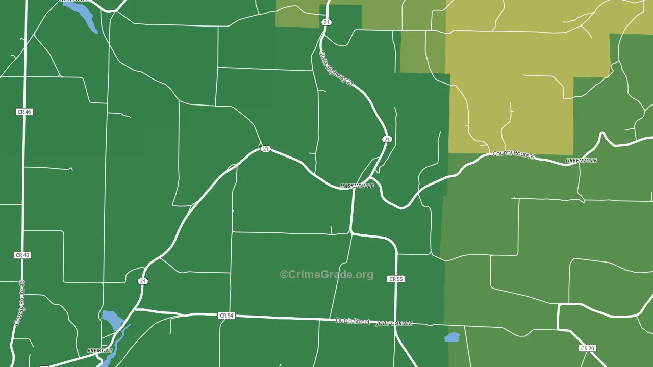Haskinville, NY Map of Vandalism Rates